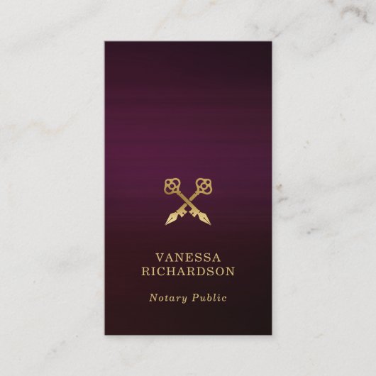 Slanke Bourgogne Gold Crossed Pen QR Code Notaris Visitekaartje (Voorkant)