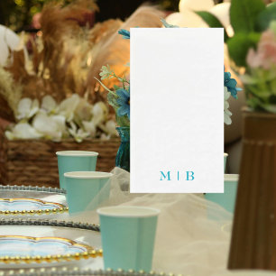 Slanke en eenvoudige Turquoise Monogram bruiloft Servet