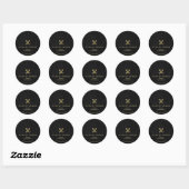 Slanke Glossy Black Crocodile Gold Icon Notaris Ronde Sticker (Vel)