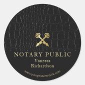 Slanke Glossy Black Crocodile Gold Icon Notaris Ronde Sticker (Voorkant)