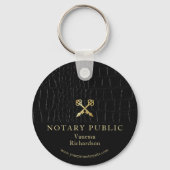 Slanke Glossy Black Crocodile Gold Icon Notaris Sleutelhanger (Voorkant)