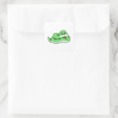Slanke met groene gordels vierkante sticker (Tas)