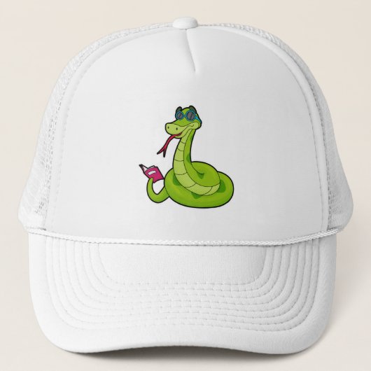 Slanke met zonnebril en boek trucker pet (Voorkant)