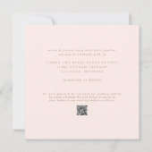 Slanke moderne Blush Square bruiloft Kaart (Achterkant)
