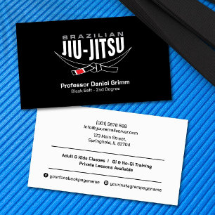 Slanke moderne Braziliaanse Jiu-Jitsu Professor Visitekaartje