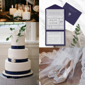 Slanke moderne lijnen Navy & Grey Save The Date