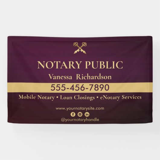 Slanke Paarse gouden notaris Zakelijk Marketing Ev Spandoek (Horizontaal)