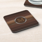 Slanke Professional Brown Stripes Monogram Onderzetter (Linkerzijde)