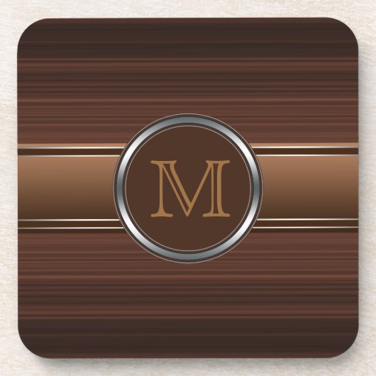 Slanke Professional Brown Stripes Monogram Onderzetter (Voorkant)