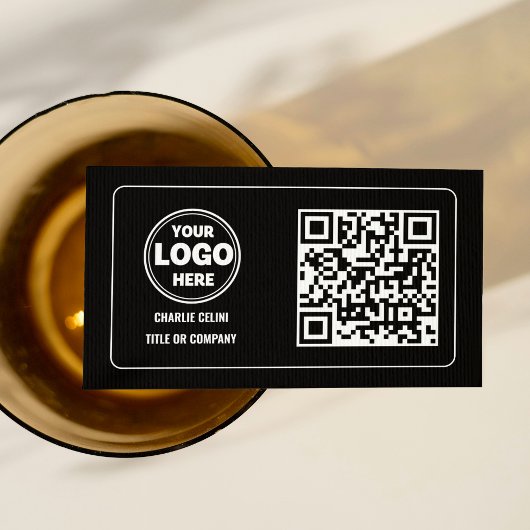 Slanke QR Code Business Logo: Zwart Modern Visitekaartje