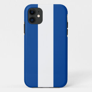 Slanke Royal Blue White nautische zeilstrepen iPhone 11 Hoesje