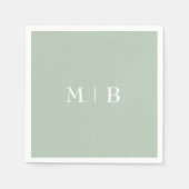 Slanke Sage Wit Monogram Bruiloft Servet (Voorkant)
