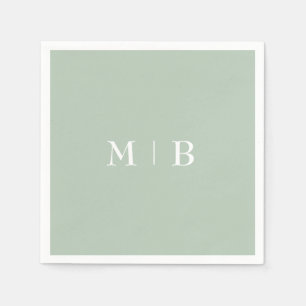 Slanke Sage Wit Monogram Bruiloft Servet