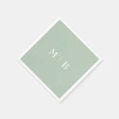 Slanke Sage Wit Monogram Bruiloft Servet (Hoek)