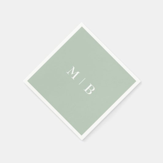 Slanke Sage Wit Monogram Bruiloft Servet (Hoek)