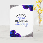 Slanke Silver Glitter Husband 25e Jubileum Kaart (Gele Bloem)