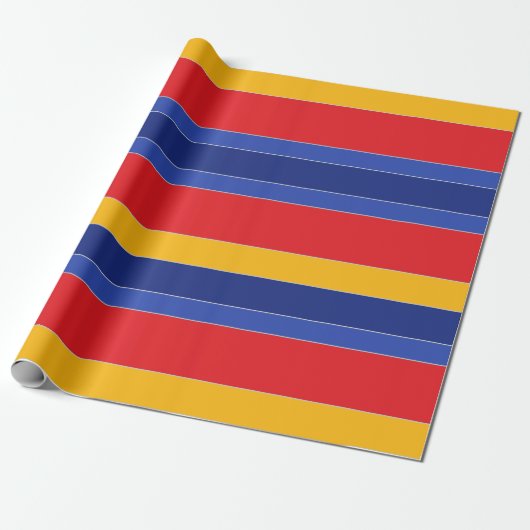 Slanke, stijlvolle rood blauwe gele en zilveren st cadeaupapier (Uitgerold)