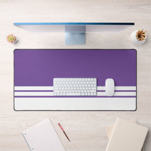 Slanke Vette Paarse Witte Bodem Rand Racing Stripe Bureaumat