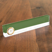 Slanke Winter Bos Groen Wit Kleur Block Clock Naambordje (Zijkant)