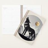 Slanke wolf silhouet zwart grijs minimalist planner (Display)