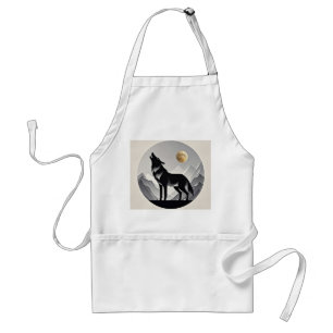 Slanke wolf silhouet zwart grijs minimalist standaard schort