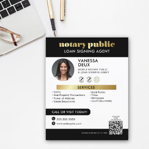 Slanke zwart en goud notaris QR Code Foto Flyer