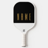 Slanke zwart-wit driekwart kleur blok tekst pickleball paddle (Achterkant)