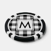 Slanke zwart-witte Buffalo Plaid met Monogram Poker Chips (Enkel)