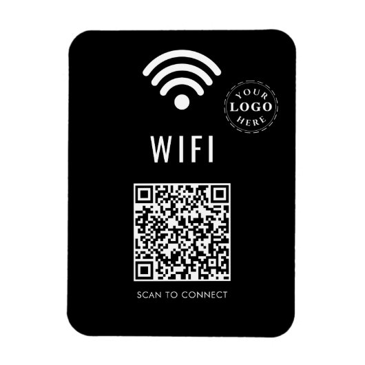 Slanke zwarte WiFi-magneet met Logo en eenvoudige  Magneet (Verticaal)