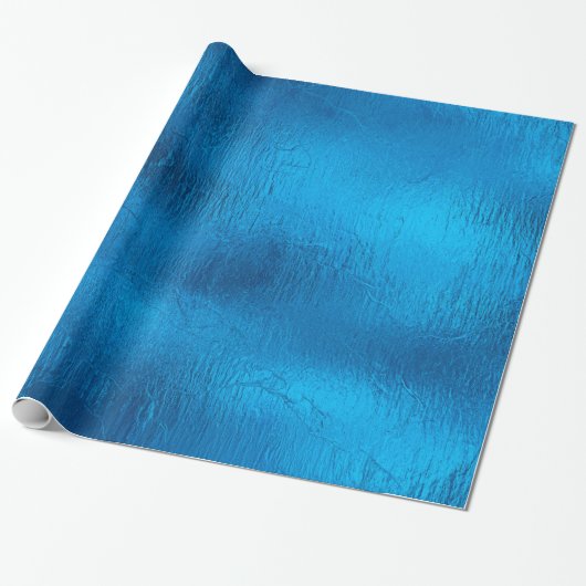 Slanzend blauw kerstpak cadeaupapier (Uitgerold)