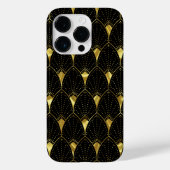 Slanzend Gold Art Deco Patroon op zwarte achtergro Case-Mate iPhone Case (Achterkant)