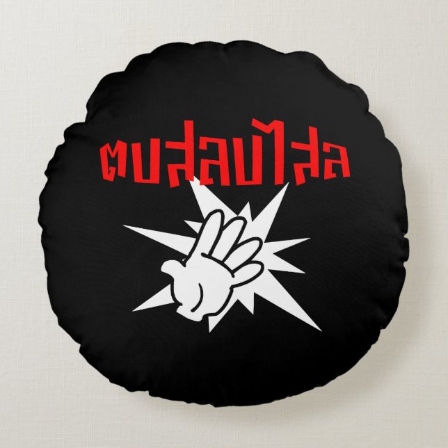Slap U Gekke Dop Salop Salai in Thai Script = Rond Kussen (Voorkant)
