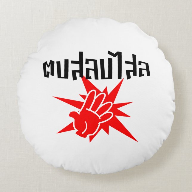 Slap U Gekke Dop Salop Salai in Thai Script = Rond Kussen (Voorkant)