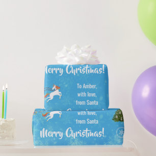 Slape Unicorn van de kerstkerstkerstman, die voor  Cadeaupapier