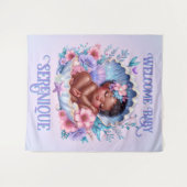Slapen Afro-Amerikaanse Baby Girl Seashell Wandkleed (Voorkant (horizontaal))