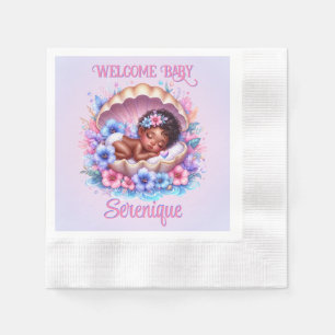 Slapen Baby Girl in Seashell Bloemenpastel Servet