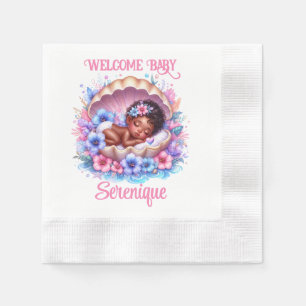 Slapen Baby Girl in Seashell Bloemenpastel Servet