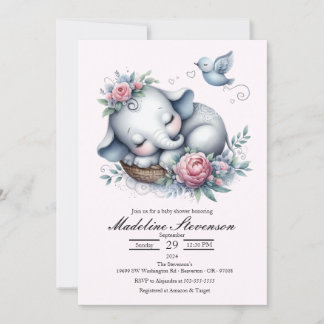 Slapen Baby Olifant Theme Baby shower Kaart