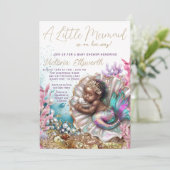 Slapen Baby Zeemeermin Clamshell Baby shower Kaart (Staand voorkant)