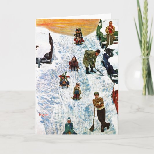 Slapen en uitgraven feestdagen kaart (Voorkant)