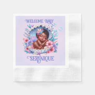 Slapen Etnische Baby Meisje in Seashell Pastel Servet