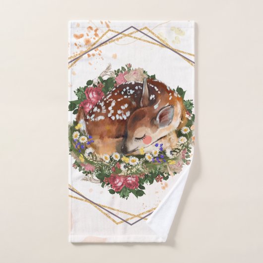 Slapen Fawn, Bruin Dier Graphic Bad Handdoek (Handdoek)