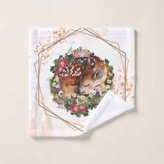 Slapen Fawn, Bruin Dier Graphic Bad Handdoek (Wasdoekje)