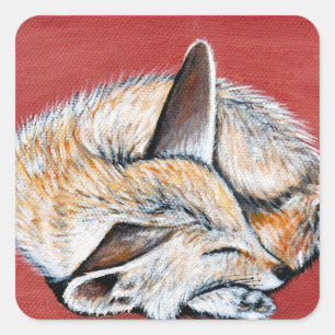 Slapen Fennec Fox schilderij Vierkante Sticker