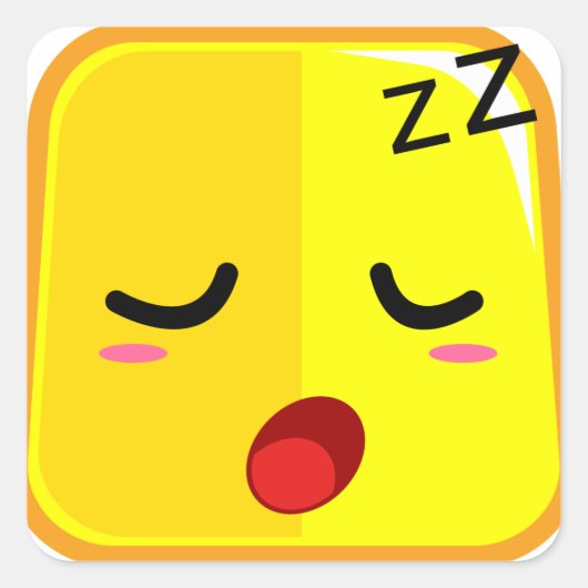 Slapen gezicht geel grappig emoji sticker (Voorkant)