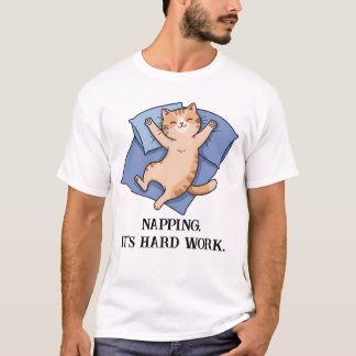 Slapen. Het is hard werken. Grappige kat T-shirt