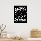 Slapen Is Mijn Cardio Eenvoudig Grappig Kat Design Poster (Keuken)