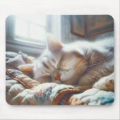 Slapen Kat op oude quilt Muismat (Voorkant)