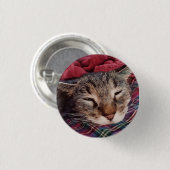 Slapen Kerstmis kat tabby plaid flanel rood Ronde Button 3,2 Cm (Voorkant /achterkant)