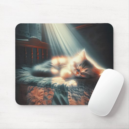 Slapen kitten in zonlicht muismat (Met muis)